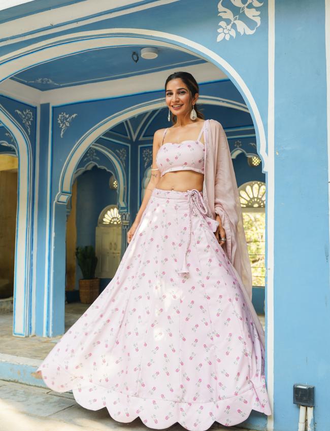 Rosey Pink Kali Lehenga