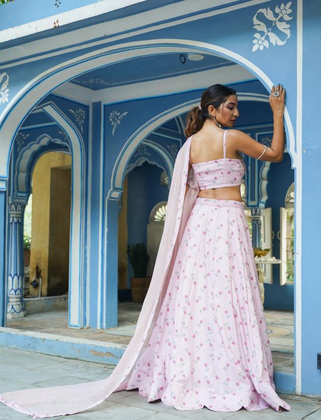 Rosey Pink Kali Lehenga