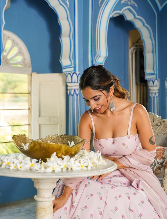 Rosey Pink Kali Lehenga