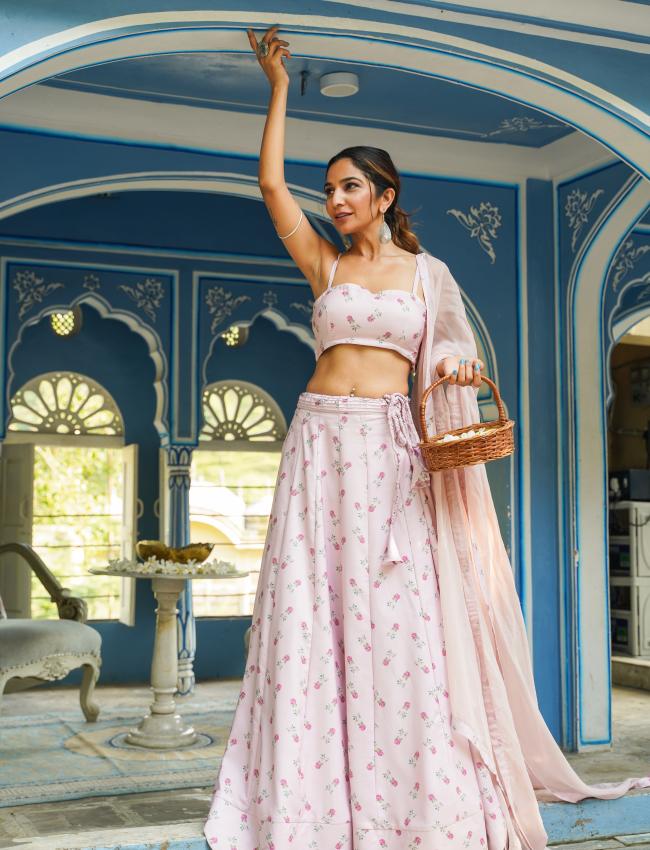 Rosey Pink Kali Lehenga