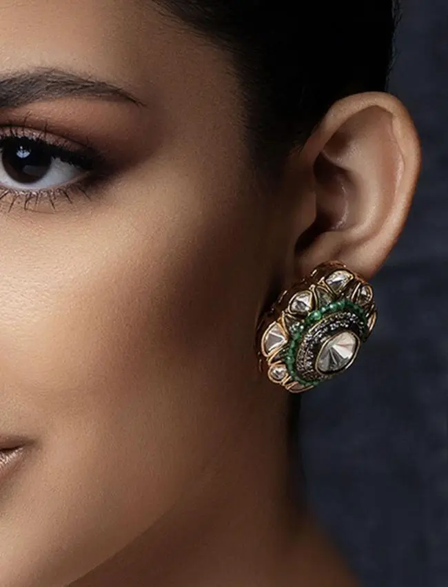 Green Polki Stud RJJER24JBRJA10
