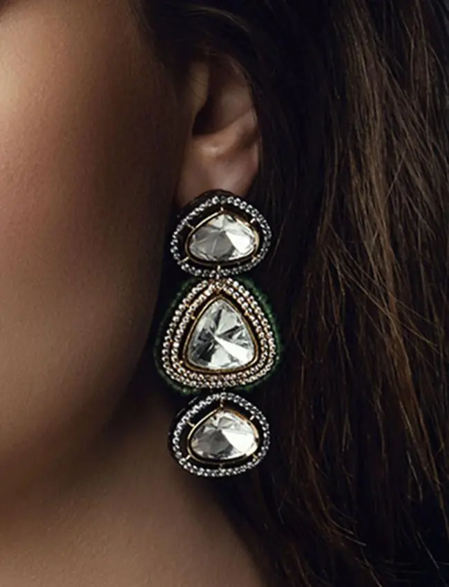Green Polki Earring