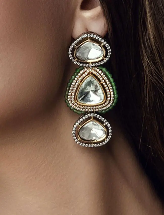 Green Polki Earring