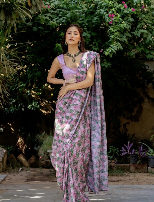 Kobi Pink Concept Saree Set