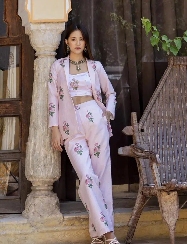 Striped Pantsuit & Blouse set