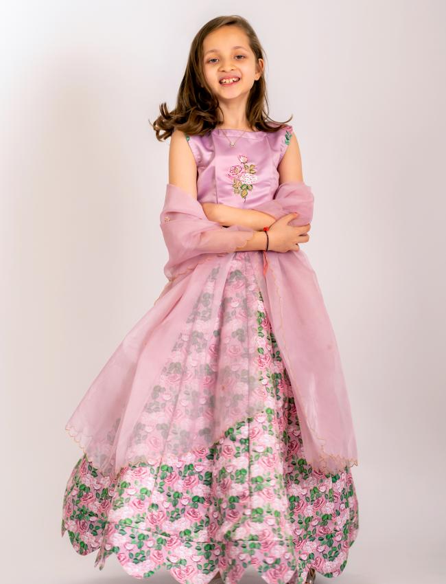 Kobi Pink Lehenga Kids