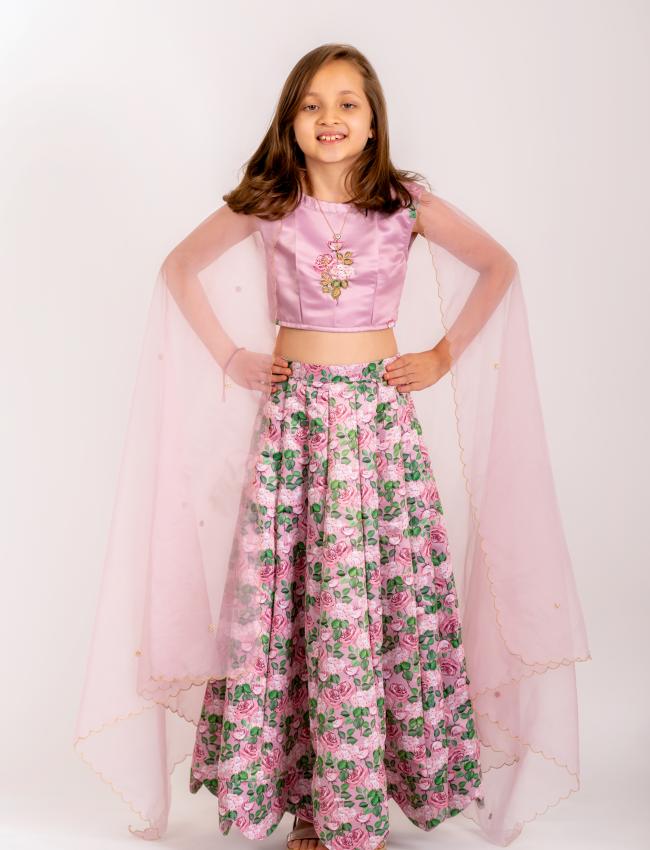 Kobi Pink Lehenga Kids