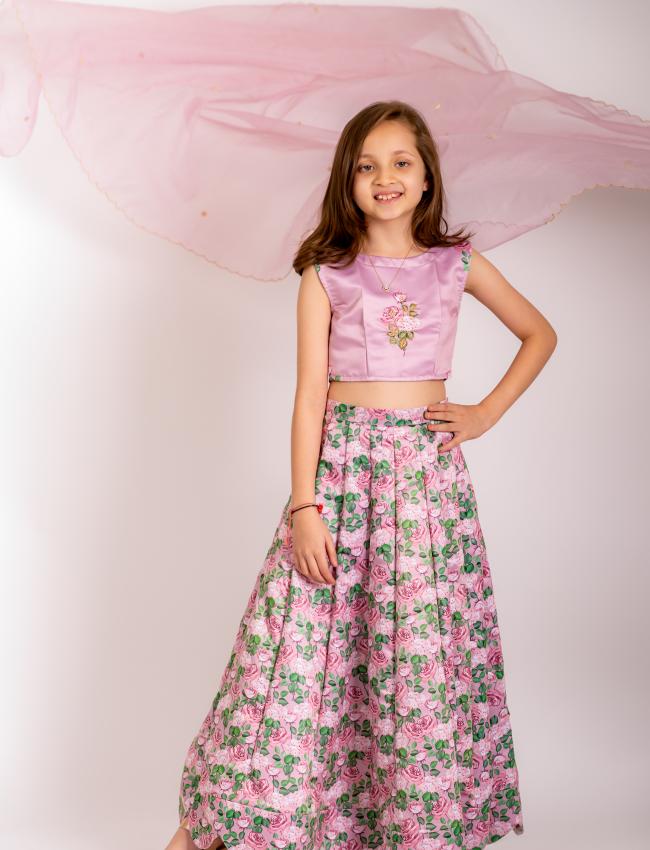 Kobi Pink Lehenga Kids