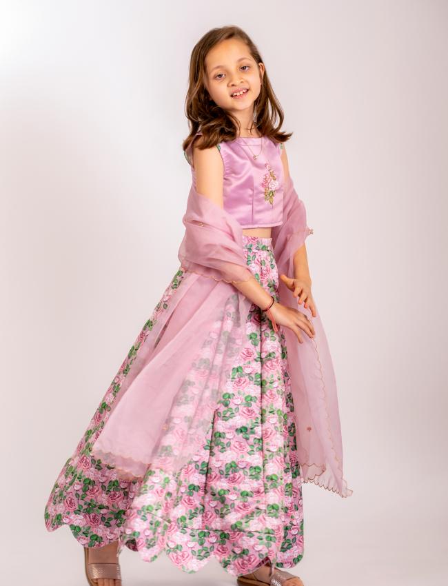 Kobi Pink Lehenga Kids