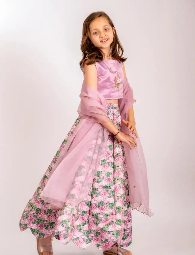 Kobi Pink Lehenga Kids