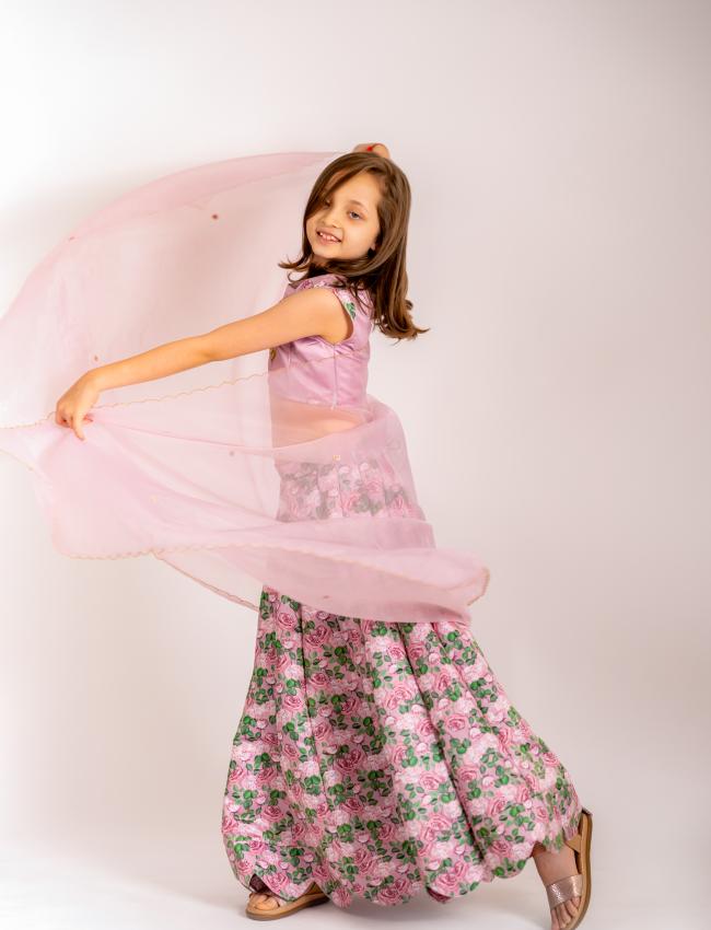 Kobi Pink Lehenga Kids