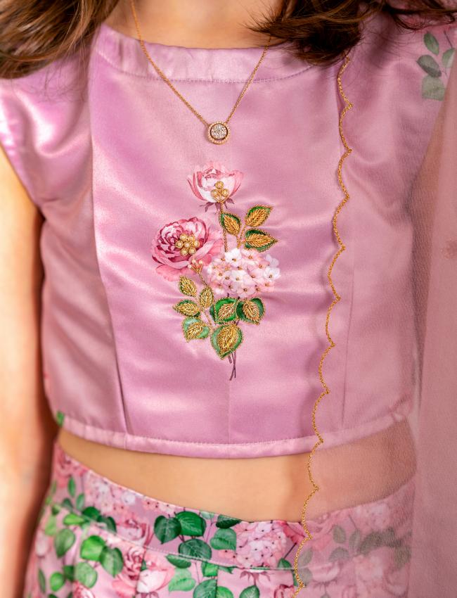 Kobi Pink Lehenga Kids