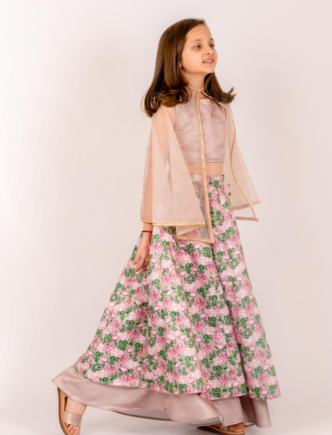 Mocha Brown Lehenga Kids