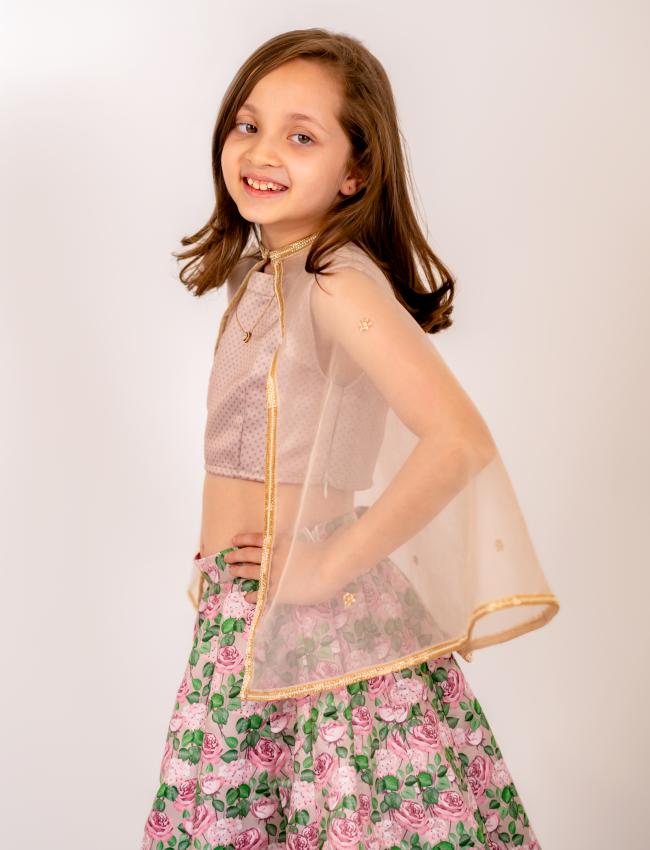 Mocha Brown Lehenga Kids