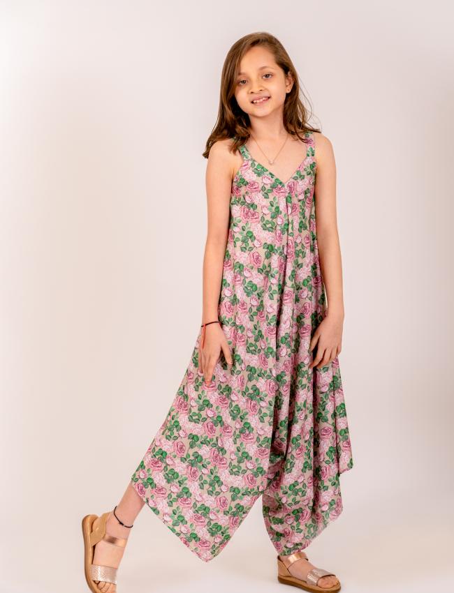 Moss Green Palazzo Jumpsuit Kids