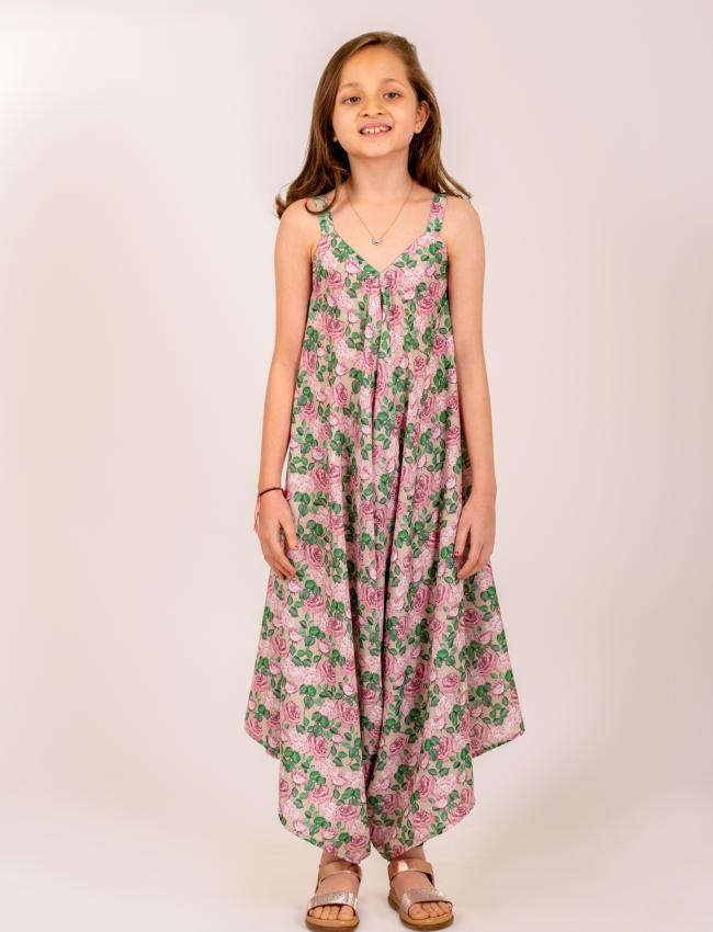 Moss Green Palazzo Jumpsuit Kids