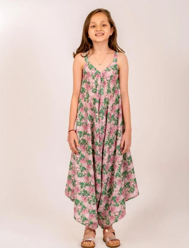 Moss Green Palazzo Jumpsuit Kids