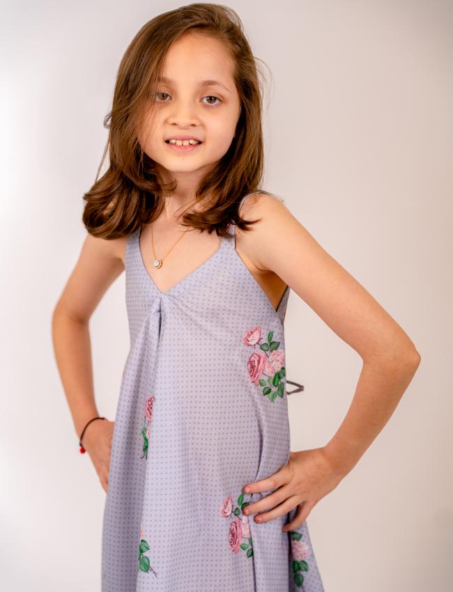 Soft Blue Floral & Polka Dot Palazzo Jumpsuit Kids