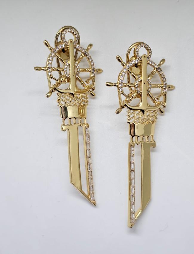 ANCHOR KEY STRAIGHT EARRINGS