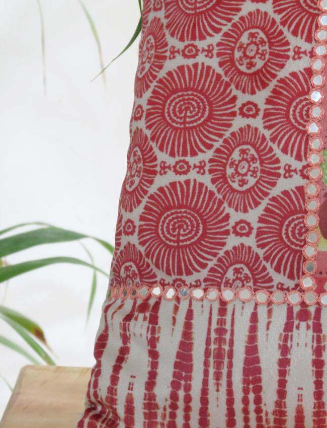 Mirror work Pink cushion cover