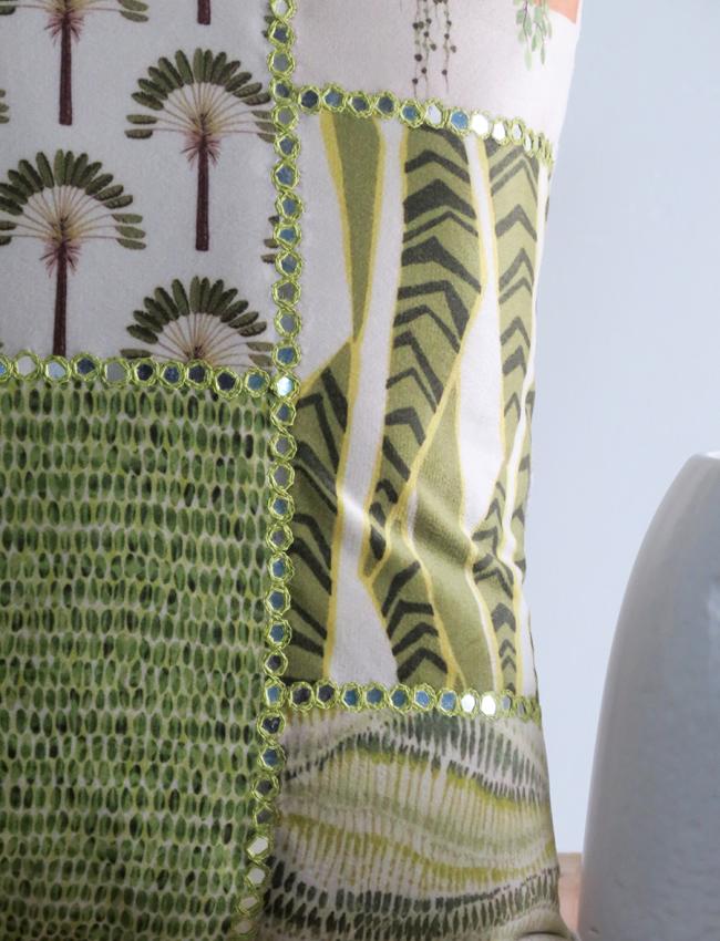 Mirror work Green cushion cover