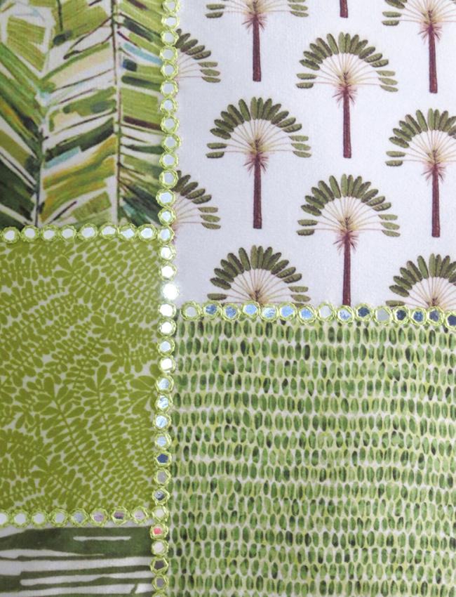Mirror work Green cushion cover