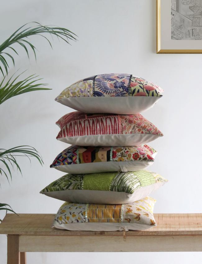 Mirror work Multicolor cushion covers set of 5