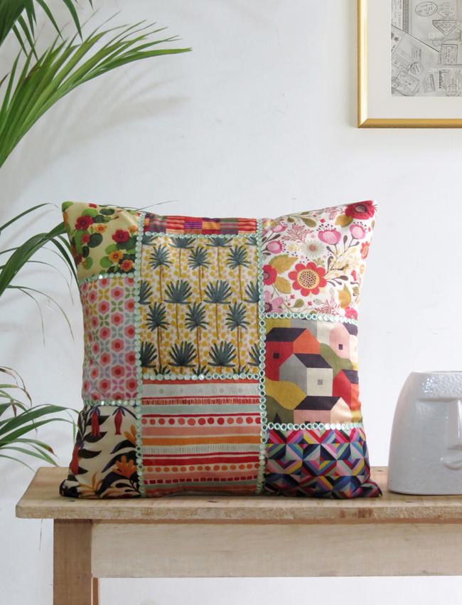 Mirror work Multicolor cushion covers set of 5