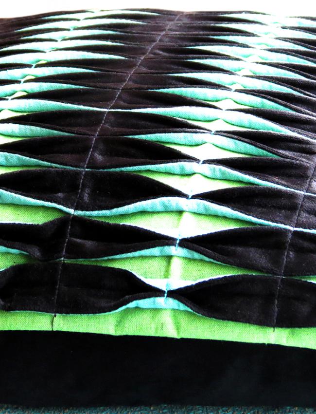 16x16 Inches Black Velvet Cushion Covers Feature Intricate Box Pleats