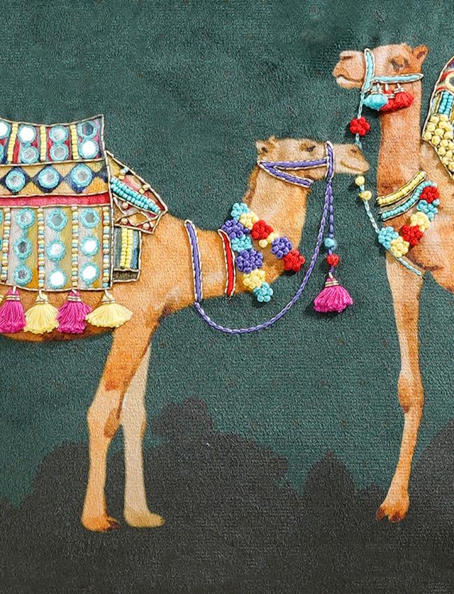 Jharokha velvet Cushion Cover 16x 16 Inch set of 2 pcs