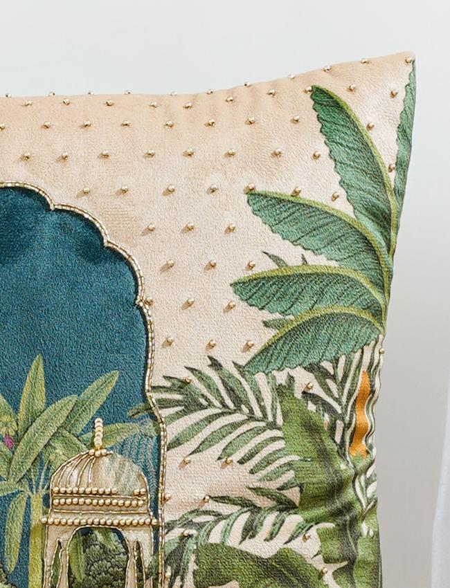 Jharokha velvet Cushion Cover 16x 16 Inch set of 2 pcs