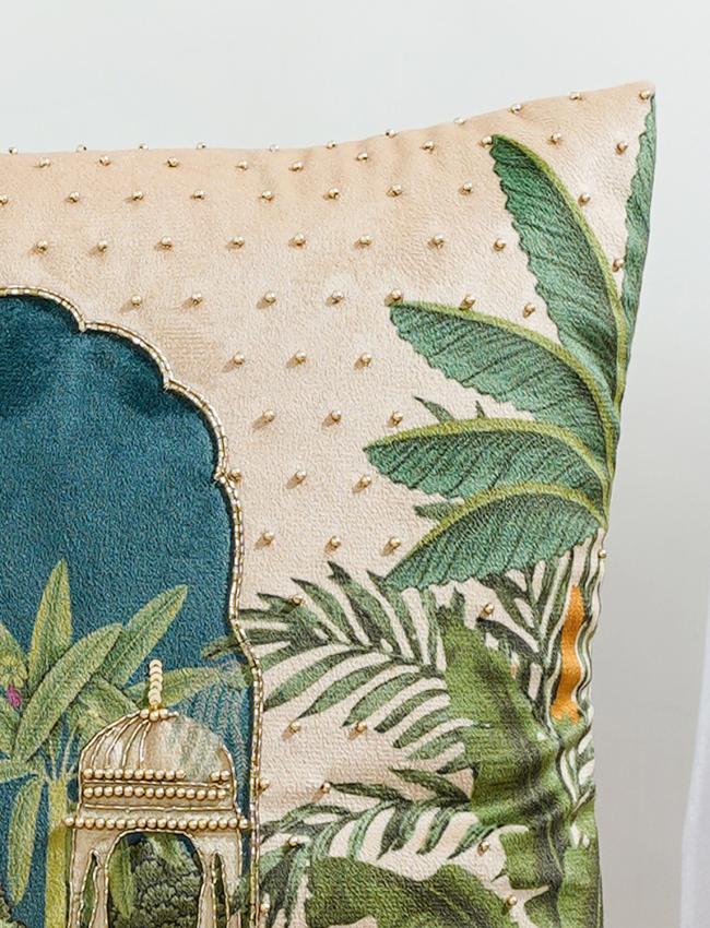Jharokha camel velvet Cushion Cover 16x 16 Inch set of 2 pcs