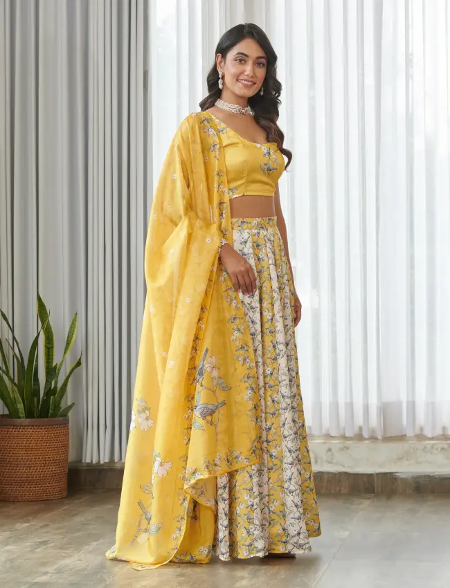 Kesar Yellow Kali Lehenga TV_001