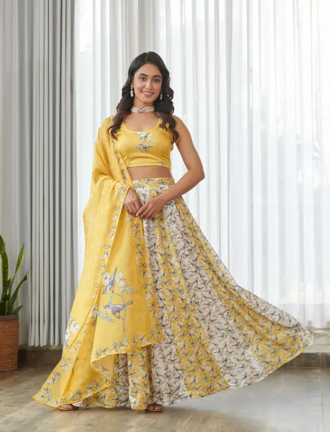 Kesar Yellow Kali Lehenga TV_001