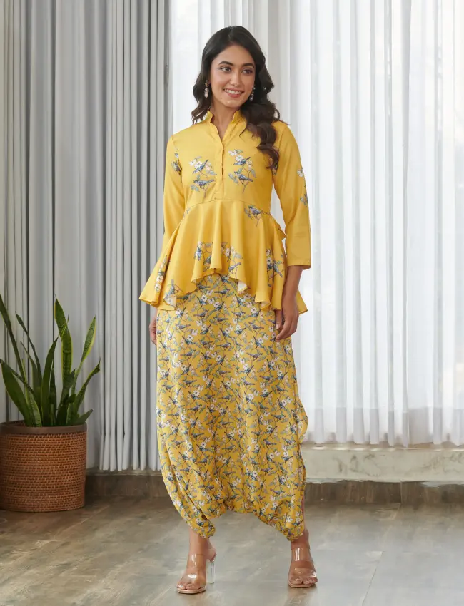 Kesar Yellow Peplum Dhoti Jumpsuit TV_013