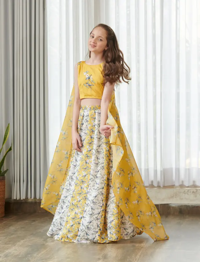 Kesar Yellow Kali Lehenga Kids TV_016