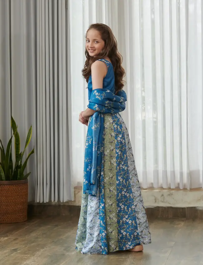 Indra Blue Kali Lehenga Kids TV_017