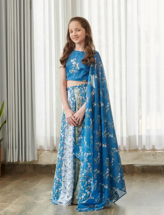 Indra Blue Kali Lehenga Kids TV_017