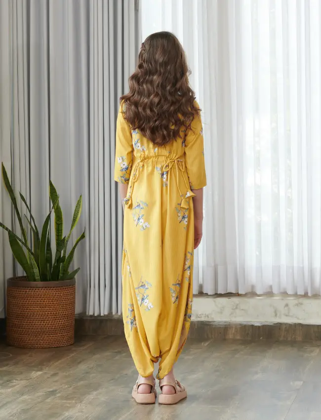 Kesar Yellow Dhoti Jumpsuit Kids TV_020