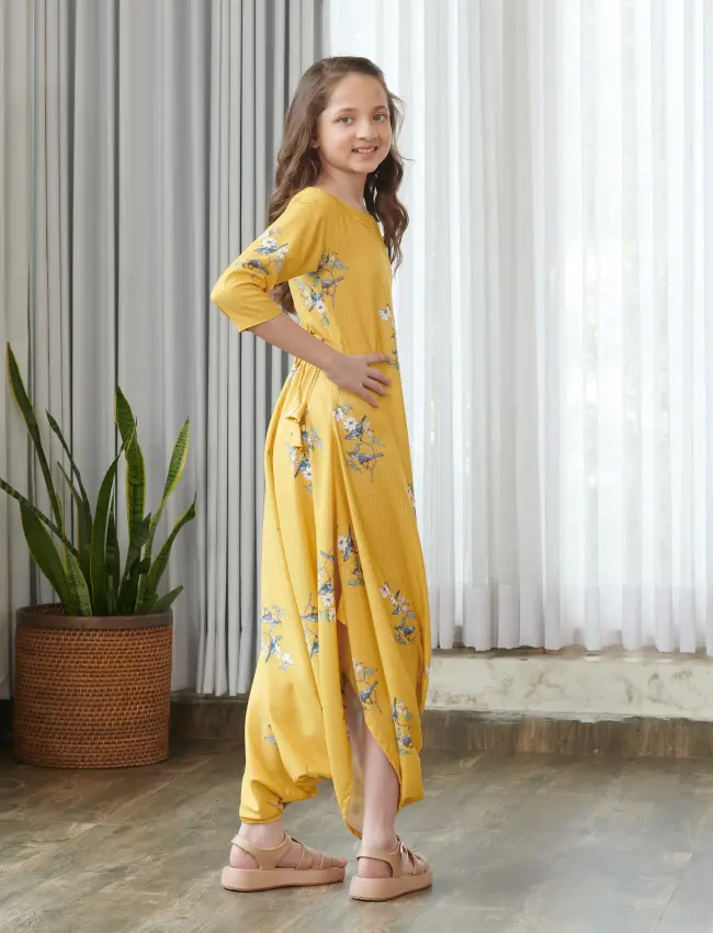 Kesar Yellow Dhoti Jumpsuit Kids TV_020