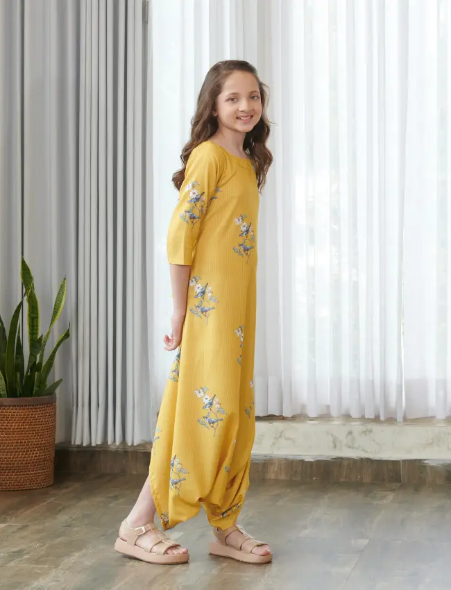 Kesar Yellow Dhoti Jumpsuit Kids TV_020