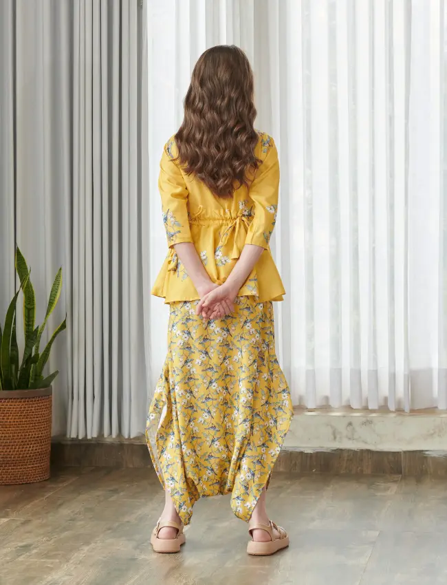 Kesar Yellow Peplum Dhoti Jumpsuit Kids TV_022