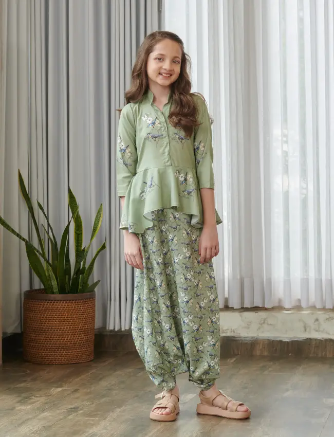 Tulsi Green Peplum Dhoti Jumpsuit Kids TV_023