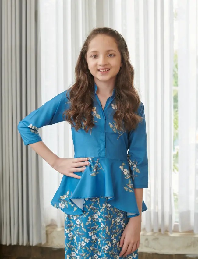 Indra Blue Peplum Dhoti Jumpsuit Kids TV_024